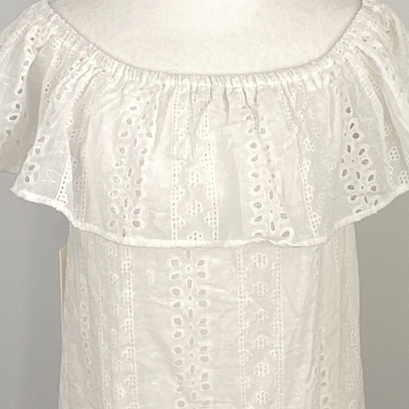 new WITH TAG BISHOP + YOUNG EYELET RUFFLE OFF THE SHOULDER DRESS - Picture 5 of 10